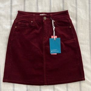 Burgundy corduroy mini skirt Market & Spruce